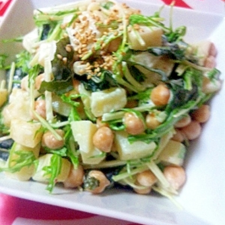 ひよこ豆と水菜のサラダ